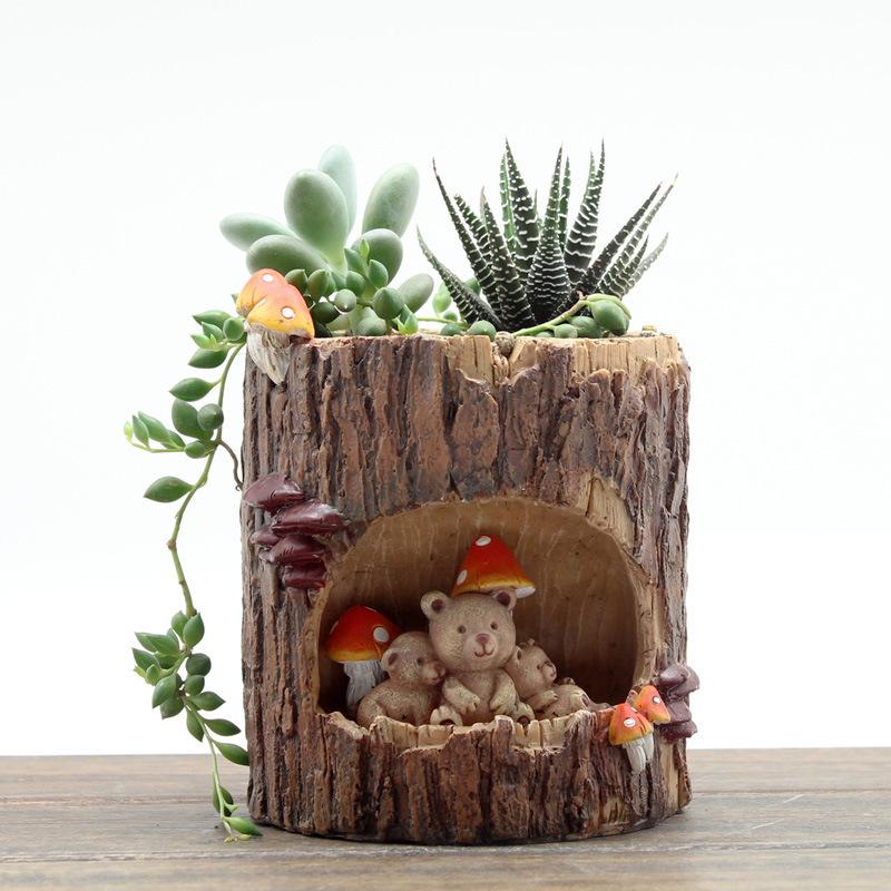 Chậu cây mọng nước yêu tinh cổ tích resin, chậu mini để bàn, trang trí vườn và ban công (RG-195)