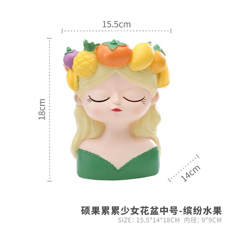 Chậu cây hình cô gái trái cây resin, chậu mọng nước mini, trang trí ban công và sân vườn (RG-215)