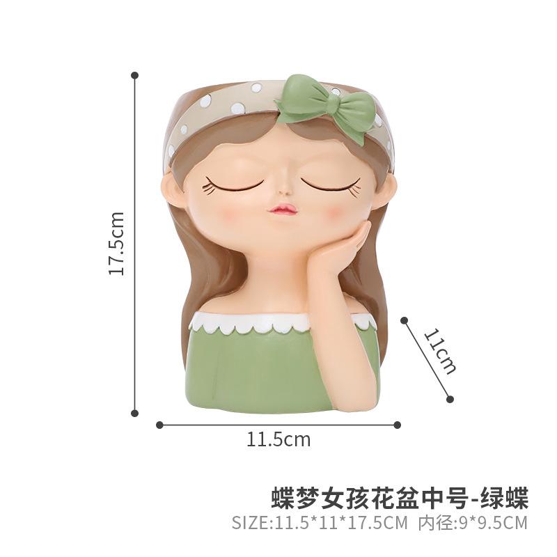 Chậu cây mọng nước hình cô gái hoạt hình resin, chậu mini trang trí nhà, ban công và sân vườn (RG-208)