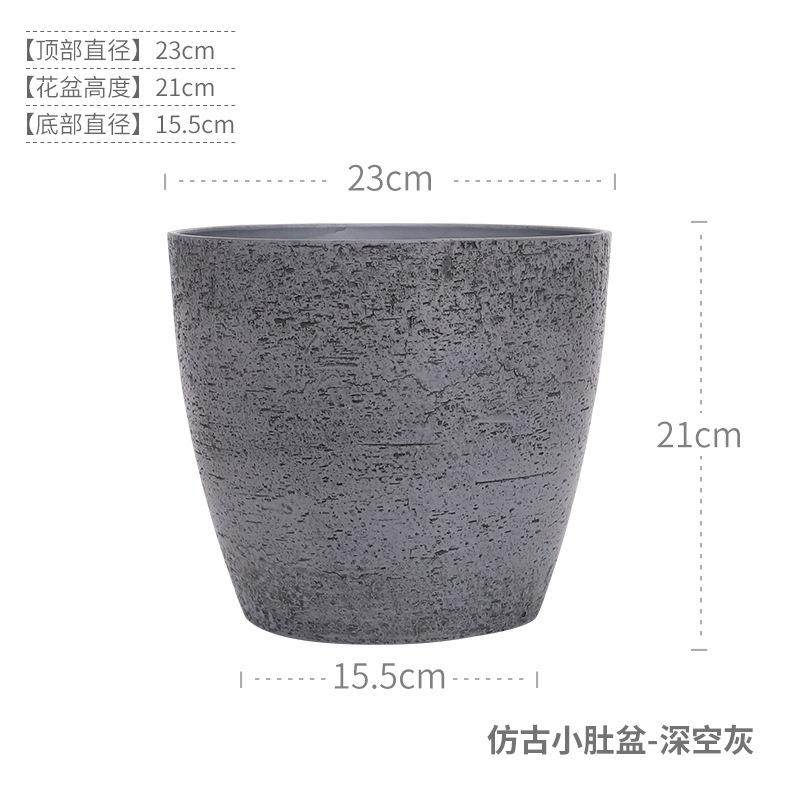 Chậu cây resin giả gốm cỡ lớn, chậu tròn phong cách Bắc Âu, chậu cây trang trí phòng khách (RG-141)