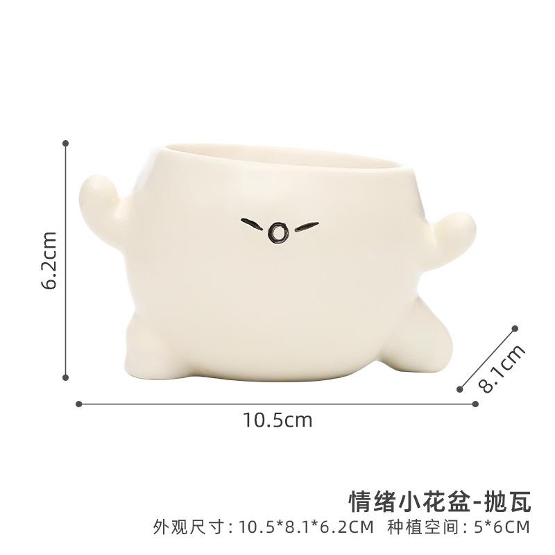 Chậu cây mọng nước mặt biểu cảm hoạt hình resin, chậu mini để bàn, trang trí sân vườn (RG-65)