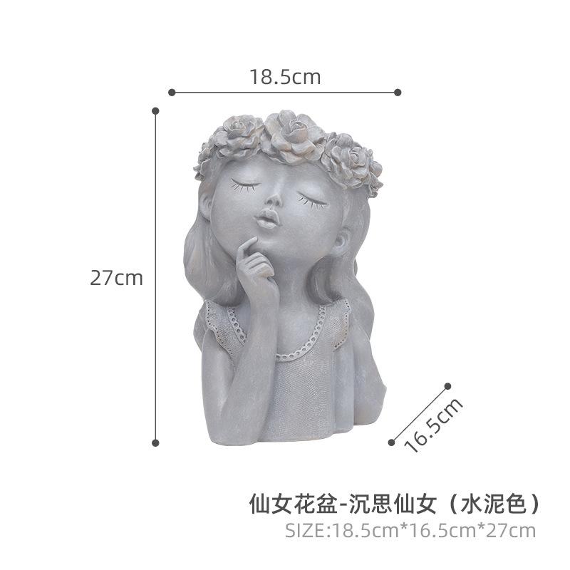 Chậu cây hình cô gái tiên resin cỡ lớn, chậu trang trí phòng khách, bàn làm việc và sân vườn (RG-90)