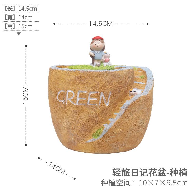 Chậu cây mọng nước resin phong cách đồng quê, chậu mini DIY trang trí bàn, ban công và sân vườn (RG-254)