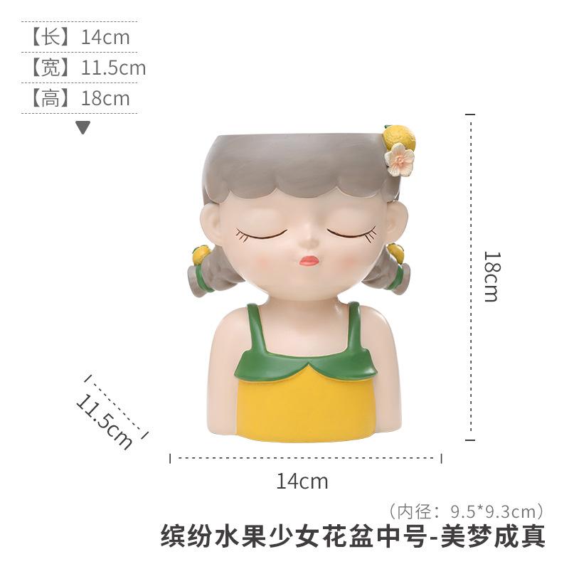 Chậu cây mọng nước hình cô gái resin, chậu mini trang trí ban công, sân vườn và bàn làm việc (RG-237)
