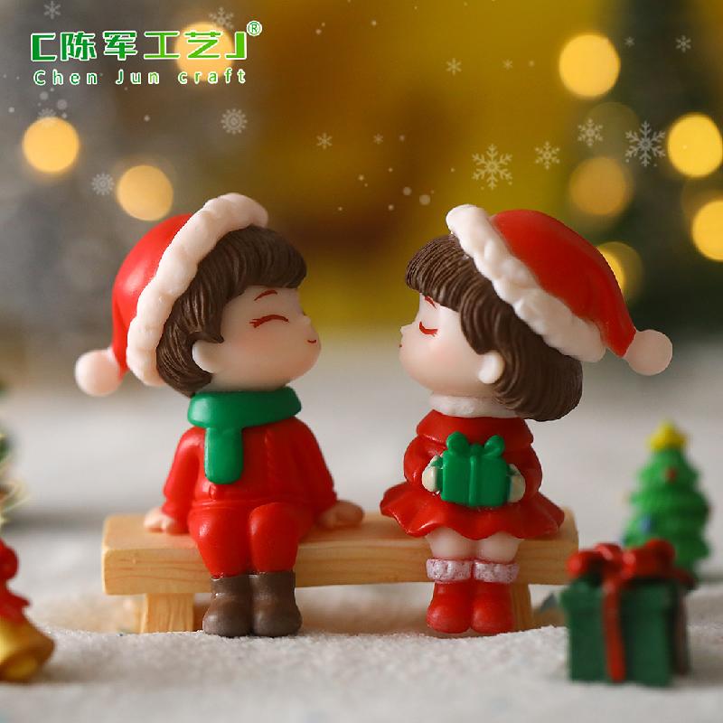 Tiểu cảnh Noel, cặp đôi Giáng Sinh, trang trí mini DIY (TZC-95)