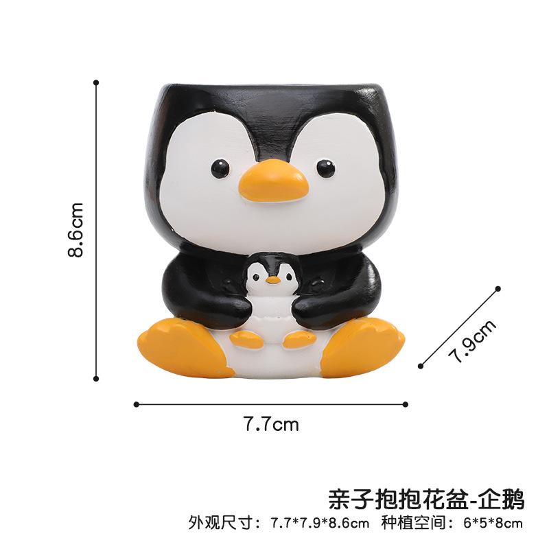 Chậu cây mọng nước hình động vật ôm nhau resin, chậu mini để bàn, đồ thủ công trang trí (RG-85)