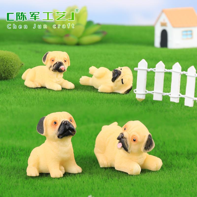 Tiểu cảnh chó Pug mini và thỏ dễ thương trang trí cây (TZC-1276)