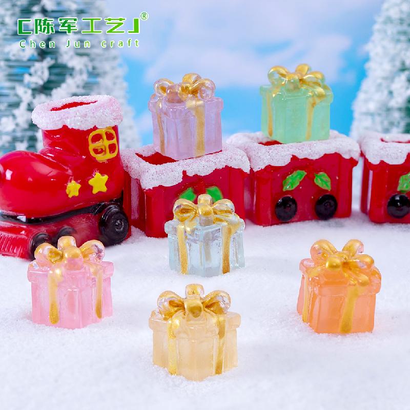 Tiểu cảnh hộp quà Noel phát sáng, trang trí xe hơi mini (TZC-224)