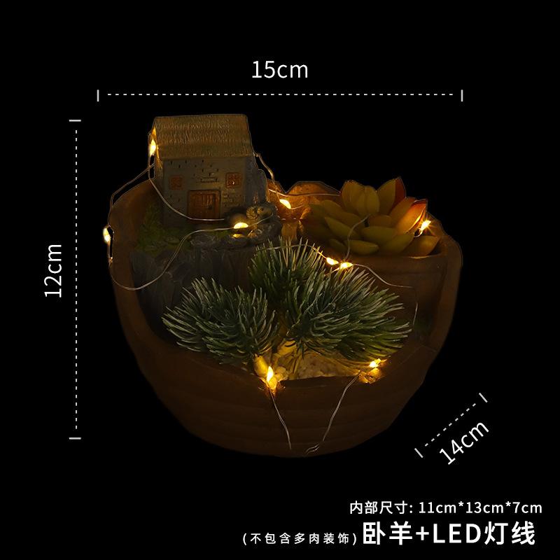 Chậu cây mọng nước vườn trên không có đèn LED, chậu resin hoạt hình, trang trí ban công (RG-252)