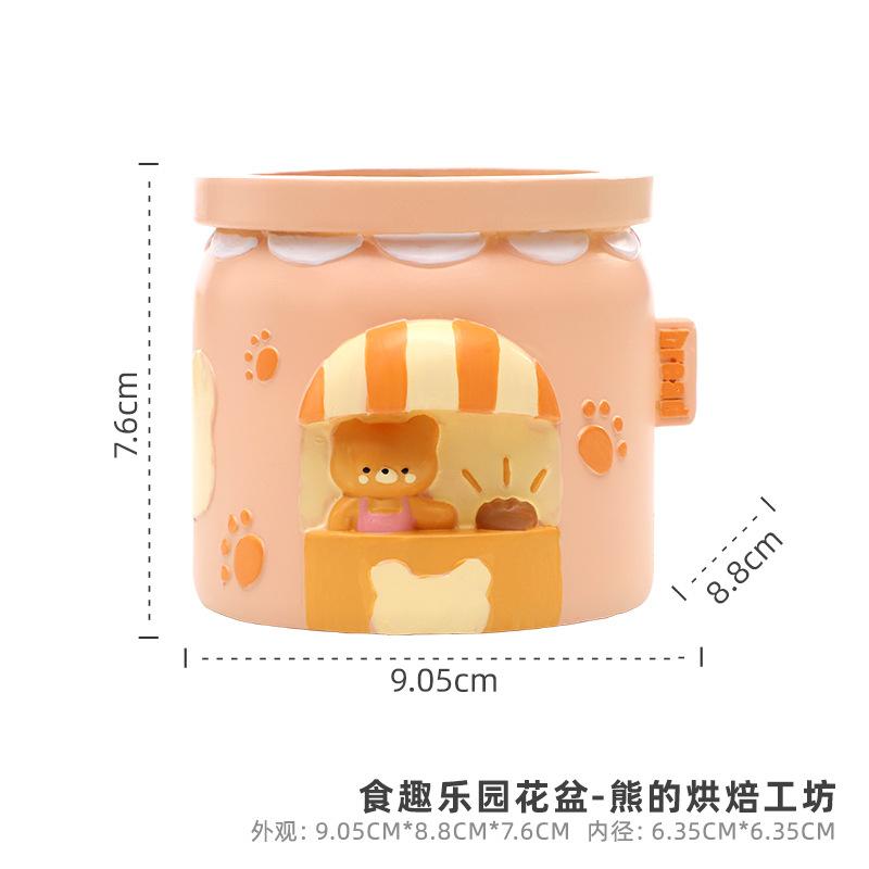 Chậu cây mọng nước hình cửa hàng đồ ăn hoạt hình resin, chậu mini để bàn, trang trí sân vườn (RG-225)
