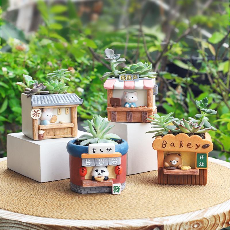 Chậu cây mọng nước hình thỏ resin, chậu mini trang trí bàn, ban công, tiểu cảnh DIY (RG-47)