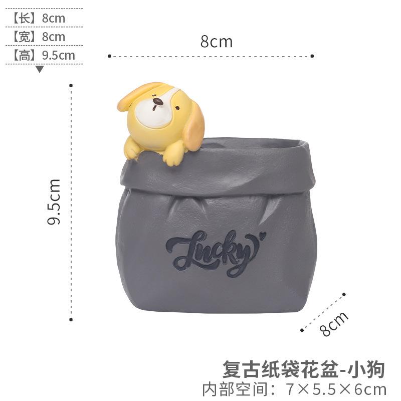 Chậu cây mọng nước hình túi giấy Bắc Âu, chậu resin mini, trang trí nhà và văn phòng (RG-38)