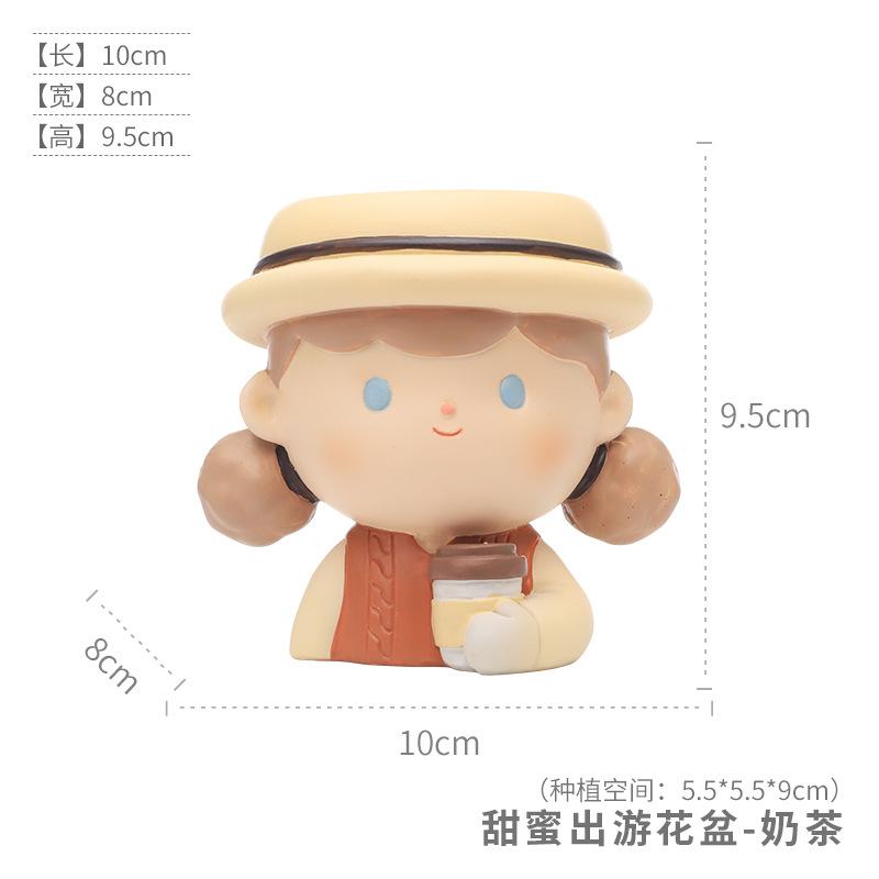 Chậu cây mọng nước hình bé gái resin, chậu mini trang trí văn phòng, ban công (RG-48)