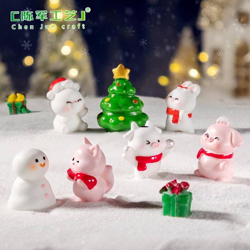 Tiểu cảnh động vật chơi tuyết, trang trí Noel DIY mini (TZC-164)