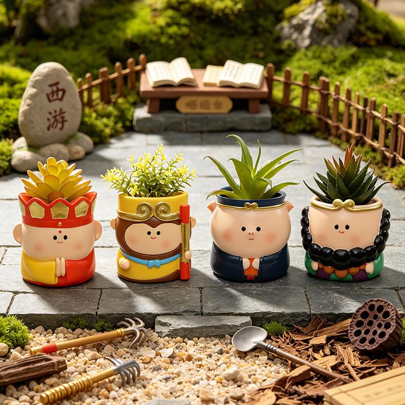 Chậu cây mini resin chủ đề Tây Du Ký, chậu mọng nước để bàn, trang trí cửa sổ và nhà (RG-84)