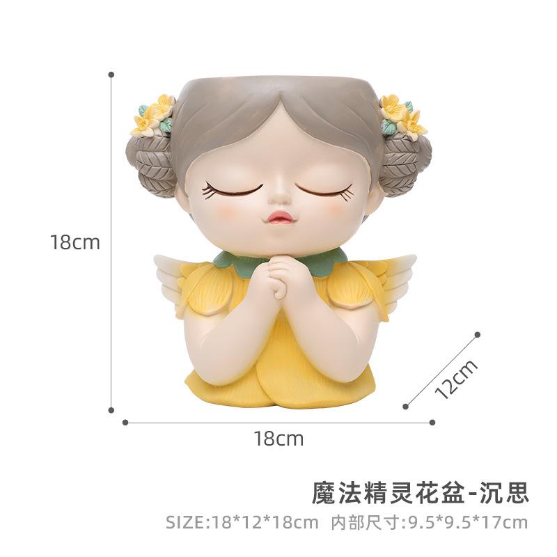 Chậu cây resin hình cô gái yêu tinh, chậu mọng nước mini, trang trí nhà, văn phòng và tiểu cảnh (RG-54)