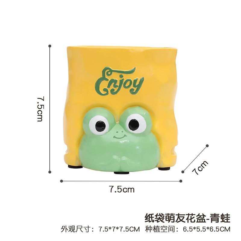 Chậu cây hình túi giấy hoạt hình resin, chậu mọng nước mini, trang trí ban công và bàn làm việc (RG-93)