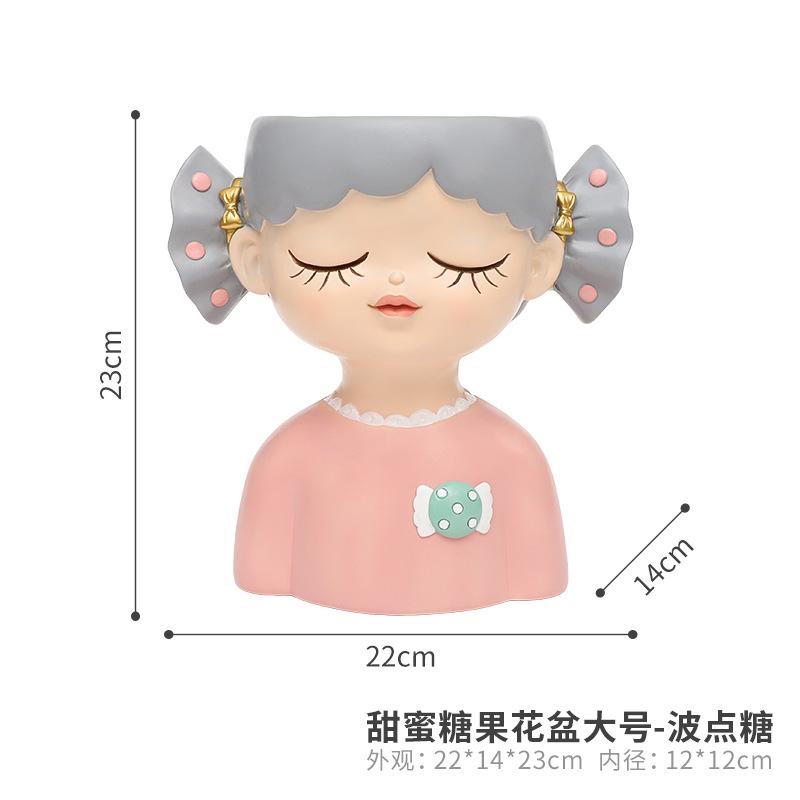 Chậu cây mọng nước hình cô gái kẹo ngọt resin, chậu mini để bàn, trang trí nhà và sân vườn (RG-222)