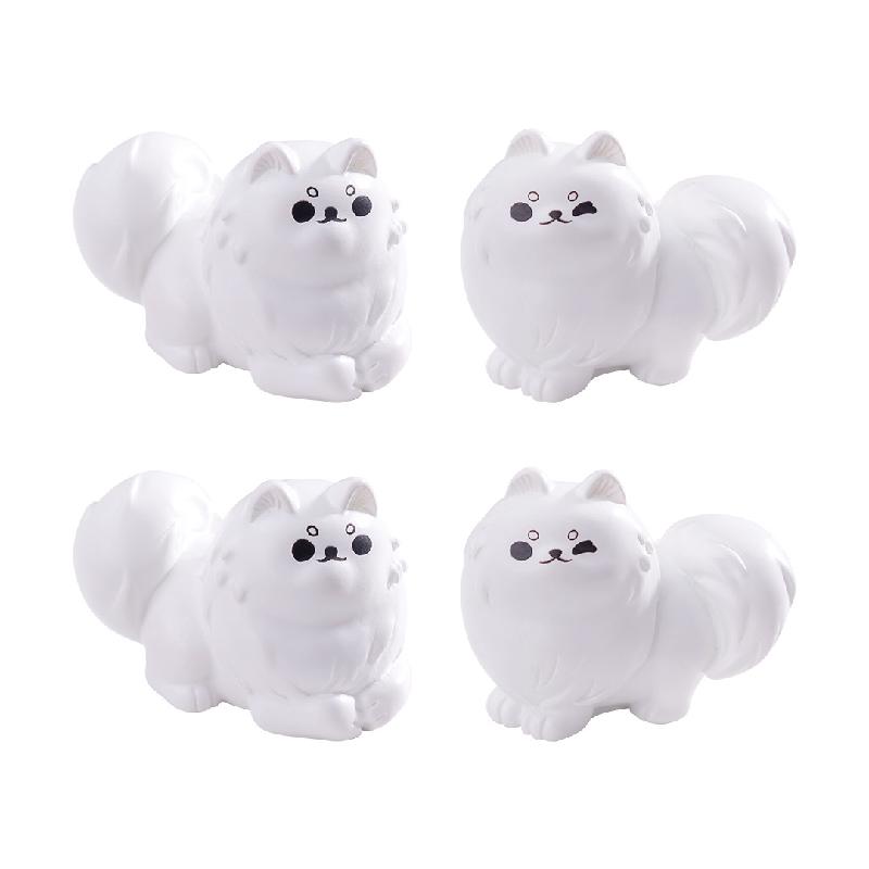 Tiểu cảnh chó Samoyed trắng mini trang trí xe và bàn (TZC-987)