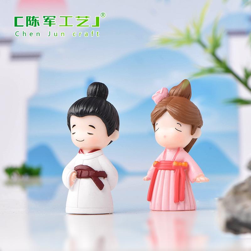 Cặp đôi cổ trang phong cách Trung Quốc trang trí chậu cây (ZC-1012)