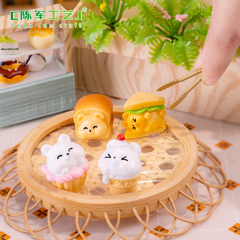 Tiểu cảnh bánh ngọt mini DIY trang trí bàn với gấu con (TZC-739)