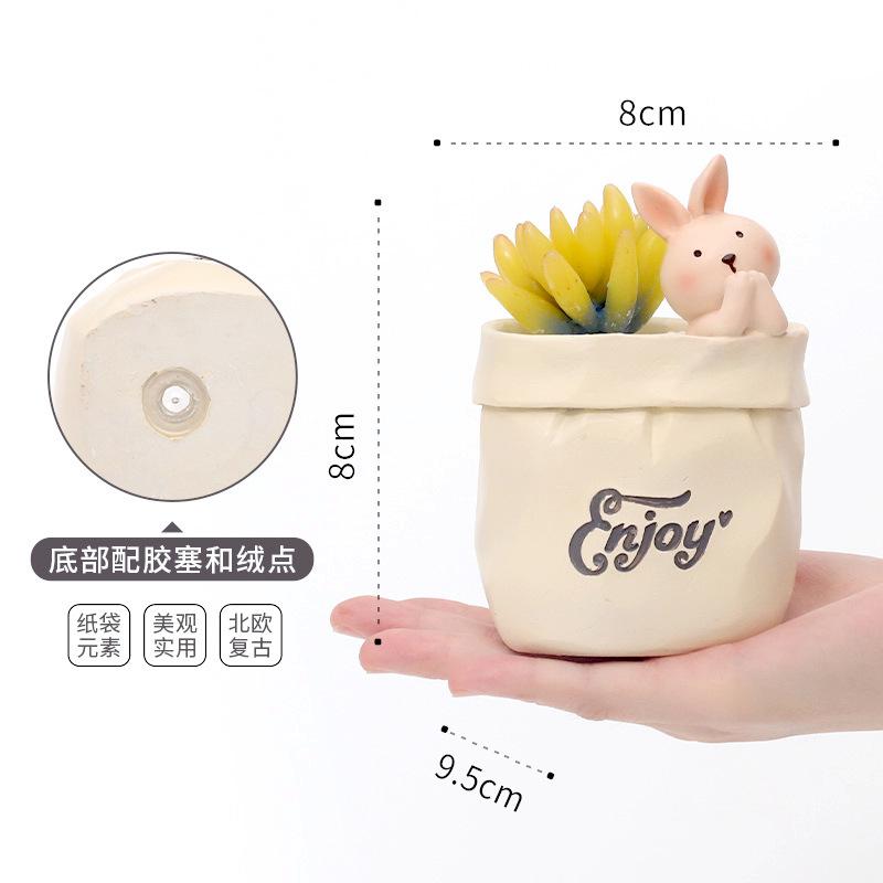 Chậu cây mọng nước hình túi giấy Bắc Âu, chậu resin mini, trang trí nhà và văn phòng (RG-38)