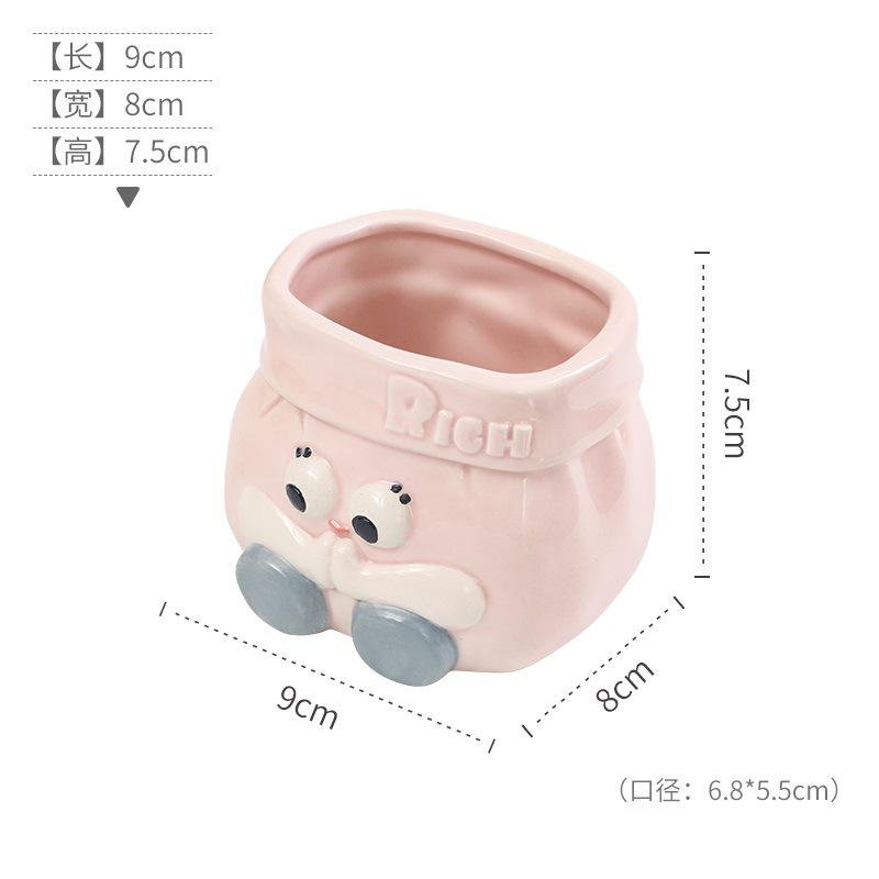 Chậu cây mọng nước bằng gốm hoạt hình, chậu mini để bàn, trang trí sân vườn và nhà (RG-135)