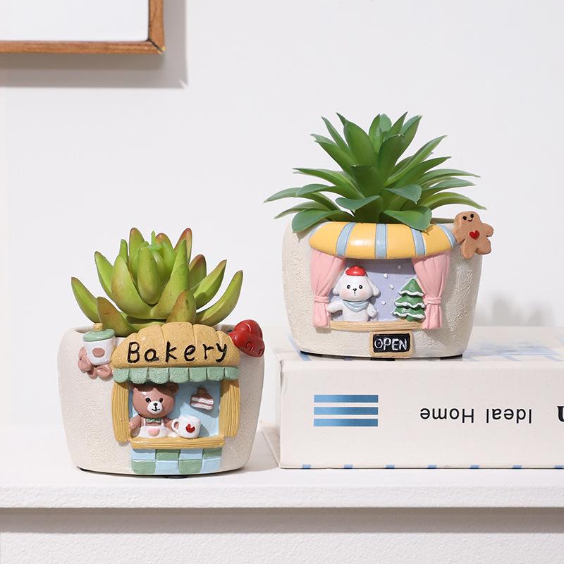 Chậu cây mọng nước resin trang trí sân vườn, chậu cây mini ban công, tiểu cảnh DIY (RG-27)
