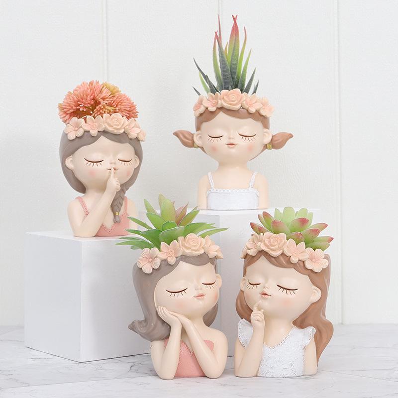 Chậu cây mọng nước hình hốc cây và động vật resin, chậu mini trang trí cửa sổ và sân vườn (RG-194)