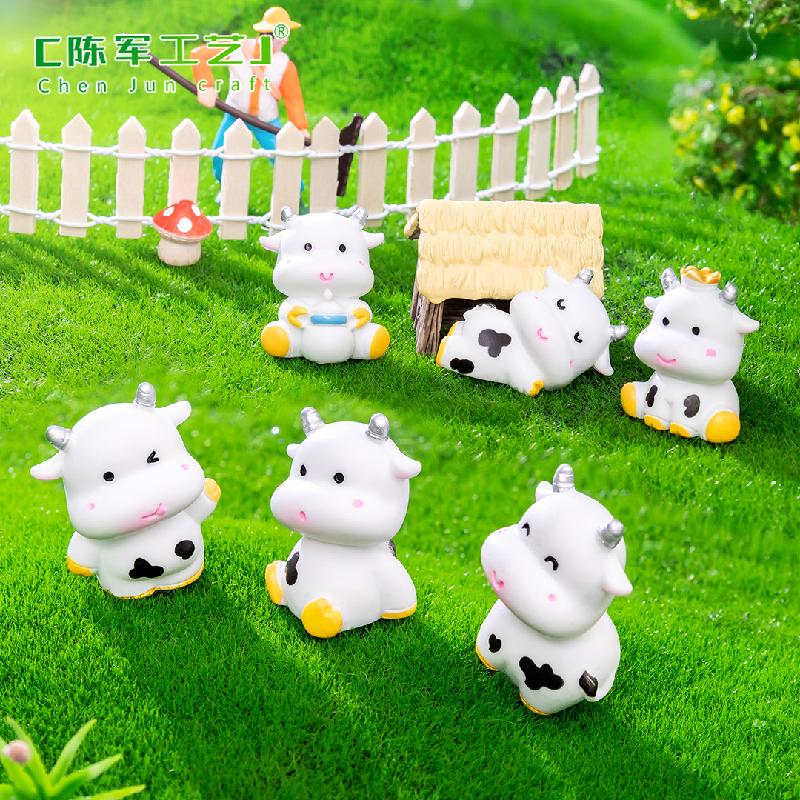 Tiểu cảnh bò sữa dễ thương mini trang trí chậu cây DIY (ZC-1225)