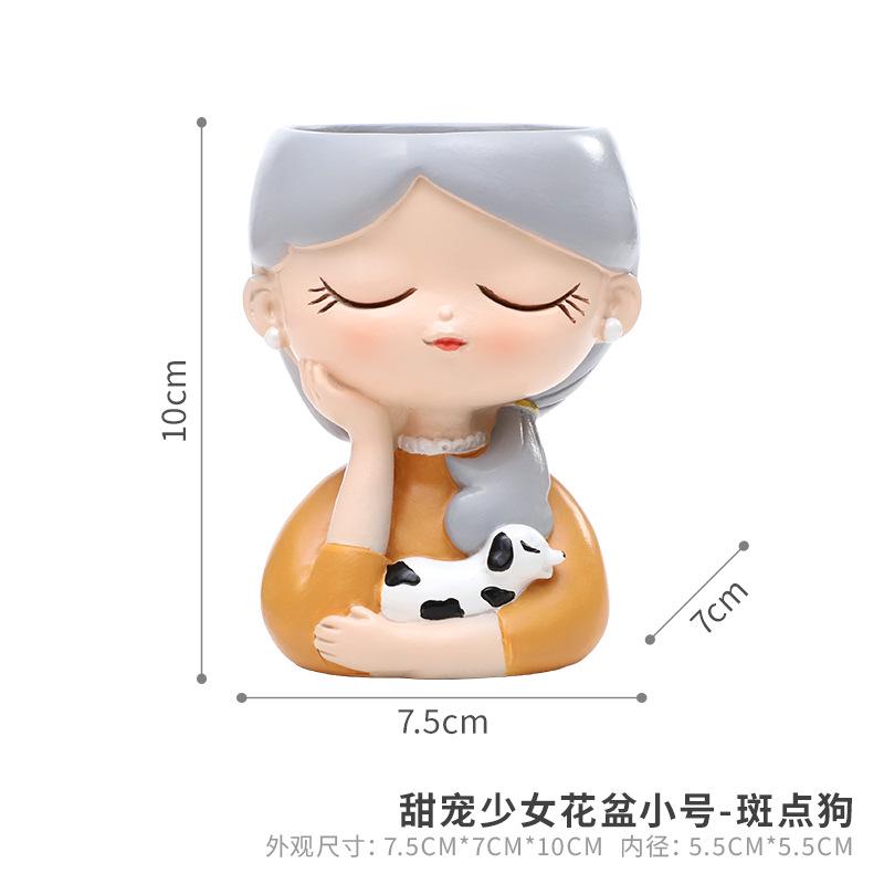Chậu cây mọng nước hình cô gái resin, chậu mini trang trí nhà, ban công và sân vườn (RG-71)