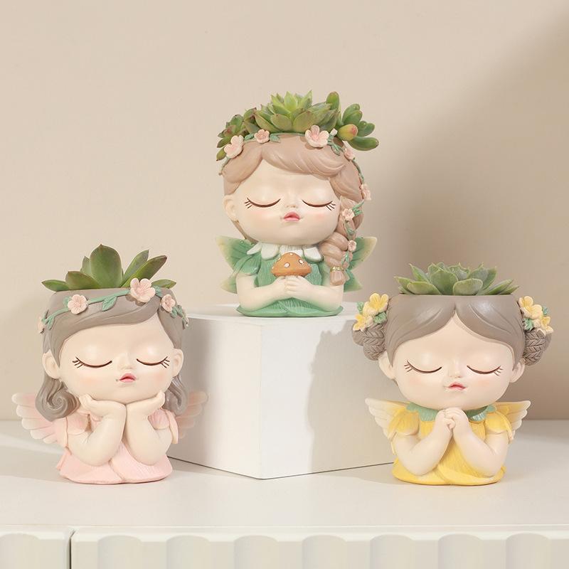 Chậu cây hình ngỗng trắng resin, chậu cây mọng nước mini, trang trí sân vườn và tiểu cảnh ngoài trời (RG-196)