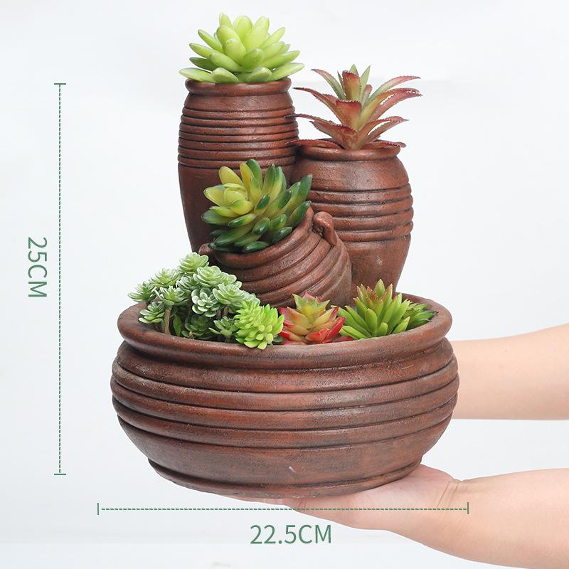 Chậu cây resin giả chum đất nung, chậu mọng nước mini, trang trí ban công và tiểu cảnh (RG-257)