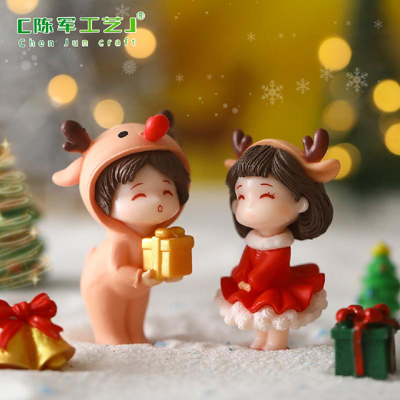 Tiểu cảnh Noel, cặp đôi Giáng Sinh, trang trí mini DIY (TZC-95)