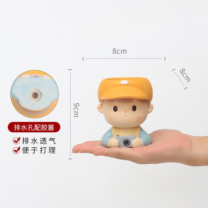 Chậu cây mọng nước hình bé gái resin, chậu mini trang trí văn phòng, ban công (RG-48)