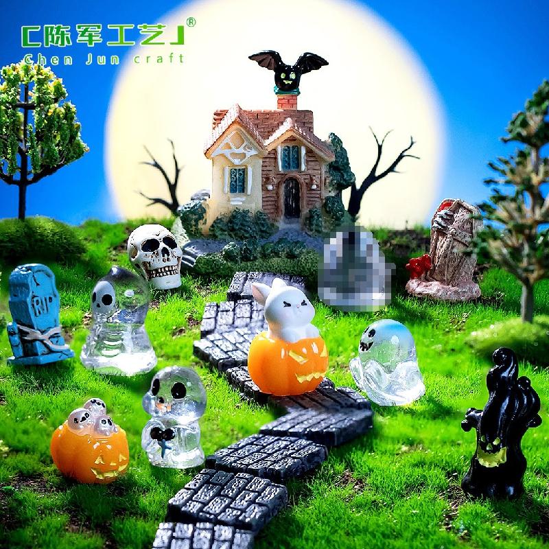 Tiểu cảnh Halloween quả cầu ma, bí ngô không mặt (TZC-128)