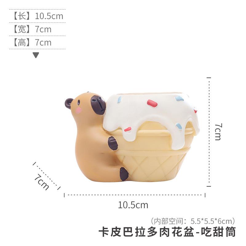 Chậu cây mọng nước hình Capybara resin, chậu mini trang trí bàn, tiểu cảnh sân vườn (RG-40)