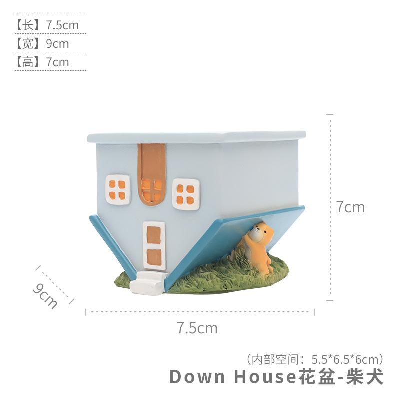 Chậu cây mọng nước hình ngôi nhà lộn ngược resin, chậu mini để bàn, trang trí tiểu cảnh (RG-154)