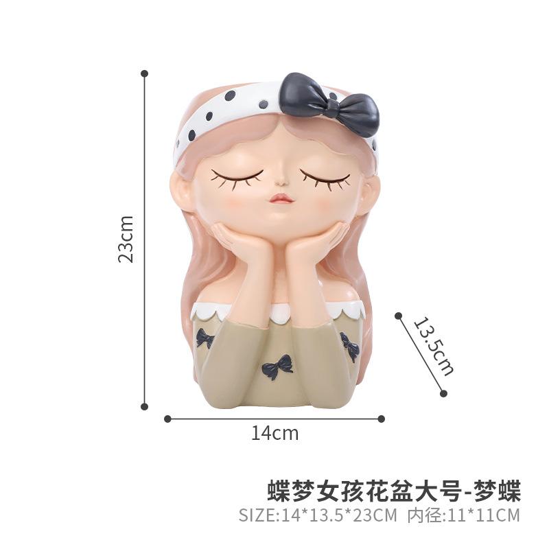 Chậu cây resin hình cô gái, chậu cây mọng nước mini, trang trí sân vườn, ban công và tiểu cảnh (RG-151)