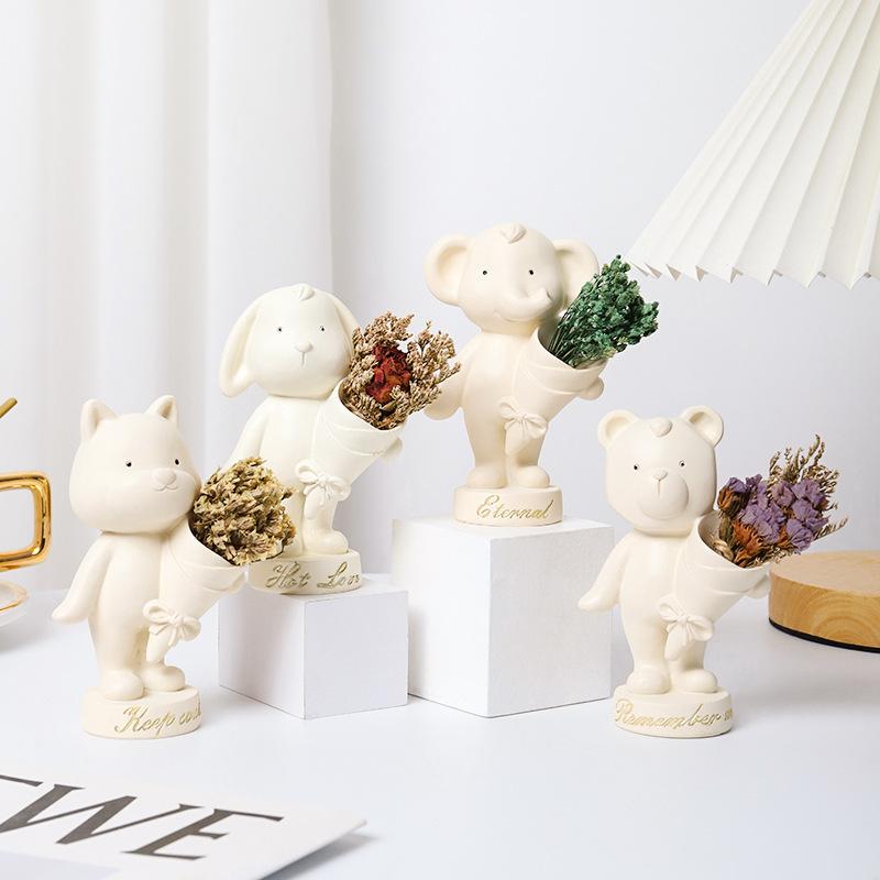 Tượng thiên thần tặng hoa resin phong cách Zakka, phụ kiện chậu cây, tiểu cảnh và sân vườn (RG-264)