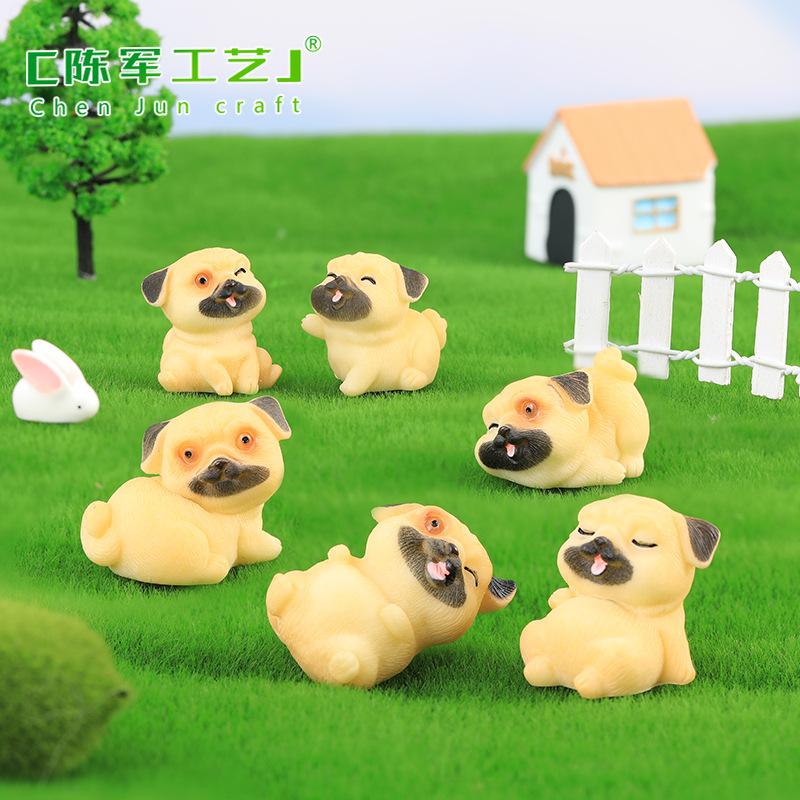 Tiểu cảnh chó Pug dễ thương mini trang trí chậu cây DIY (ZC-1277)
