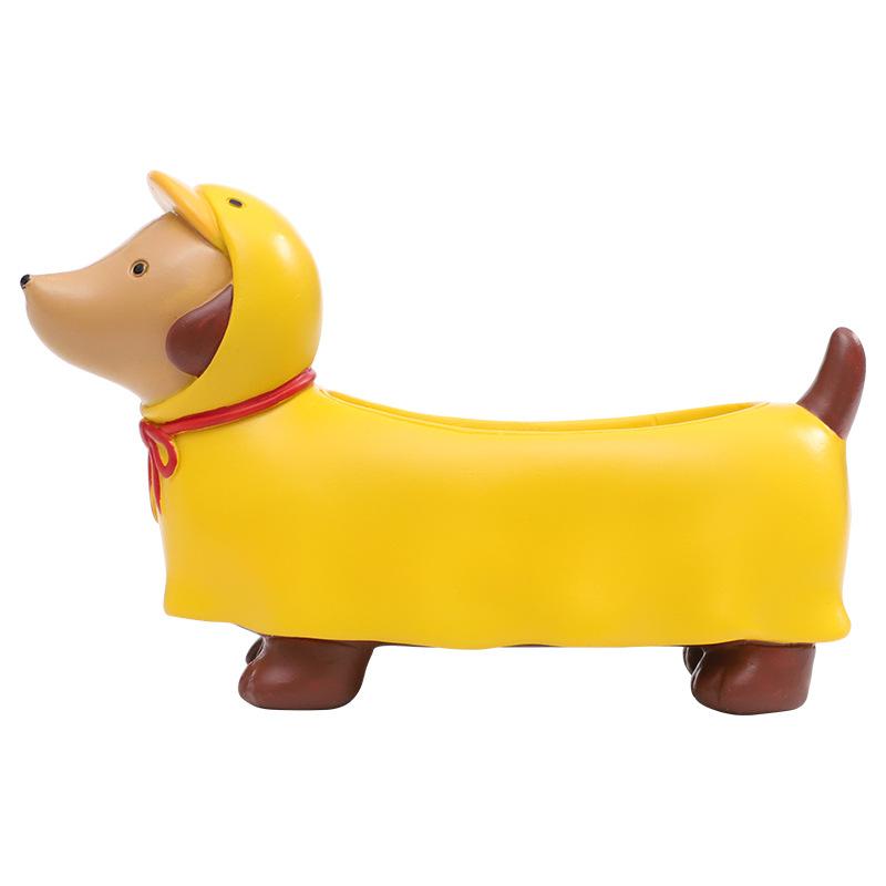 Chậu cây mọng nước hình chó Dachshund resin, chậu mini trang trí bàn, ban công sân vườn (RG-5)