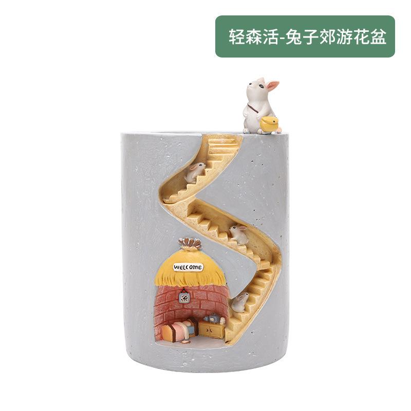 Chậu cây mọng nước hình nhím resin, chậu mini trang trí văn phòng, tiểu cảnh thủy canh (RG-46)