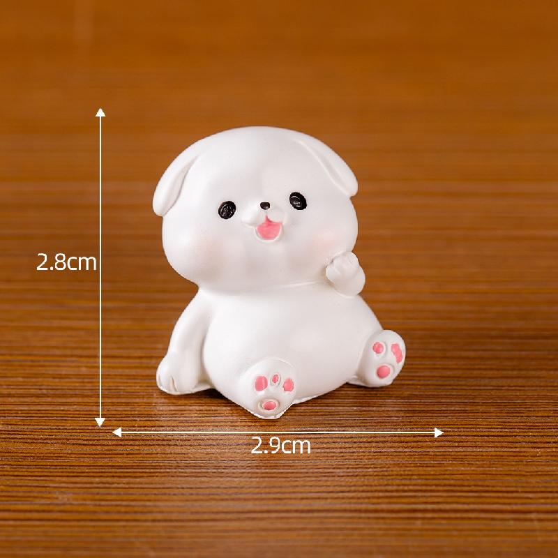 Tiểu cảnh chó trắng mini trang trí xe và bàn DIY dễ thương (ZC-914)