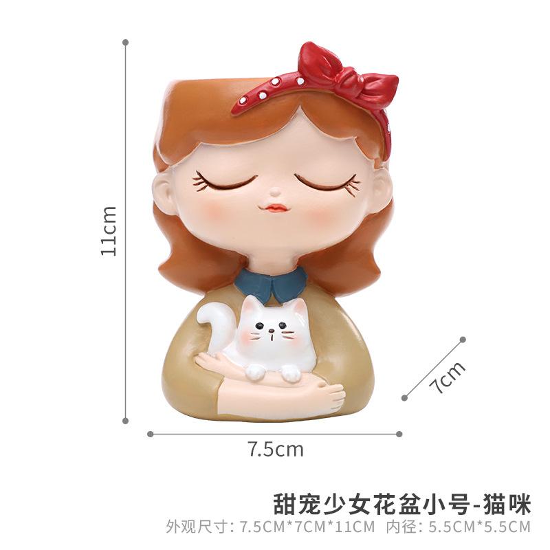 Chậu cây mọng nước hình cô gái resin, chậu mini trang trí nhà, ban công và sân vườn (RG-71)