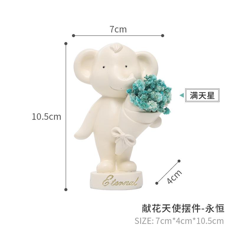 Tượng thiên thần tặng hoa resin phong cách Zakka, phụ kiện chậu cây, tiểu cảnh và sân vườn (RG-264)