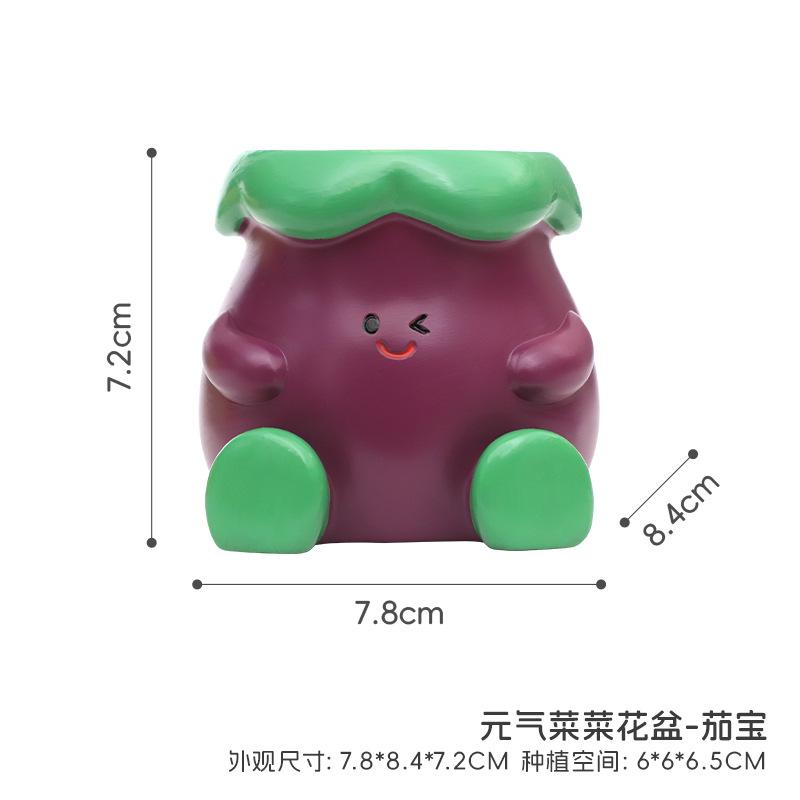 Chậu cây mọng nước hình rau củ hoạt hình resin, chậu mini để bàn, trang trí văn phòng và nhà (RG-106)