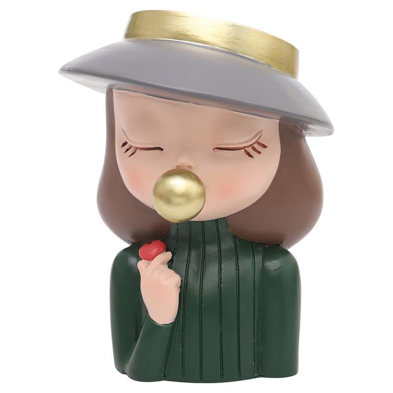 Chậu cây mọng nước hình cô gái resin phong cách châu Âu, chậu mini để bàn, trang trí cây xanh (RG-92)