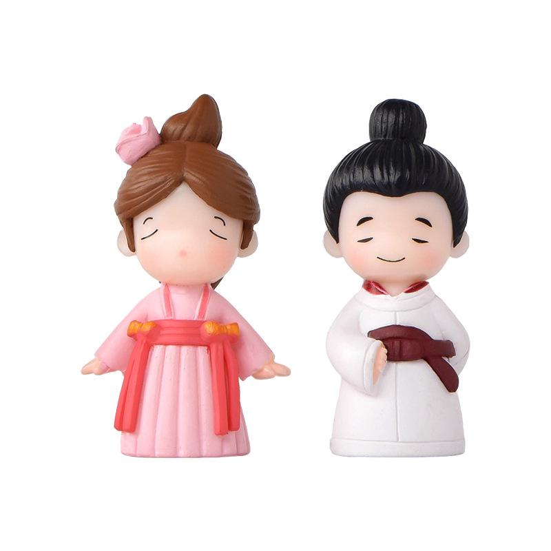 Cặp đôi cổ trang phong cách Trung Quốc trang trí chậu cây (ZC-1012)