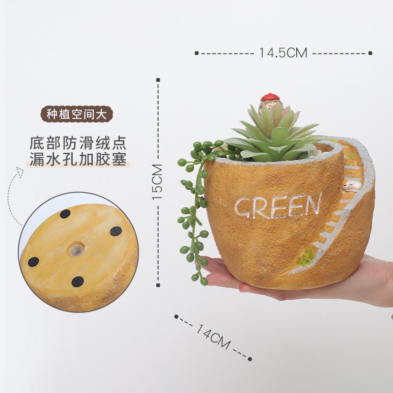 Chậu cây mọng nước resin phong cách đồng quê, chậu mini DIY trang trí bàn, ban công và sân vườn (RG-254)